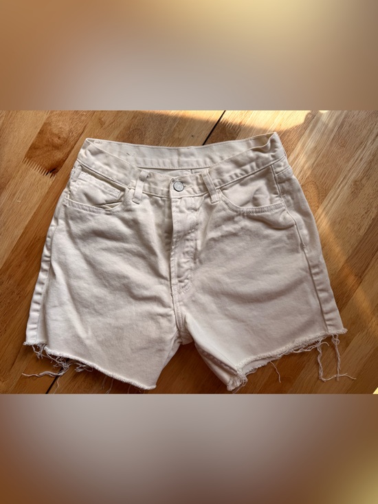 Brandy Melville Pants - Brandy Melville Cream Denim Button Detail Shorts